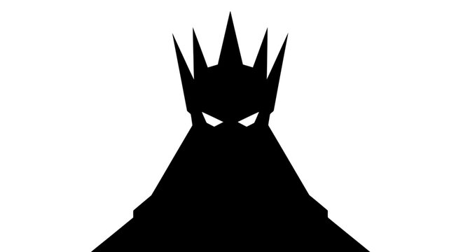 Dark Figure Wearing a Jagged Crown with Glowing Eyes, Symbolizing Power and Mystery