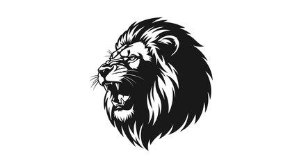 Fierce Roaring Lion Head Graphic Illustration Power Strength Symbol © Asahi
