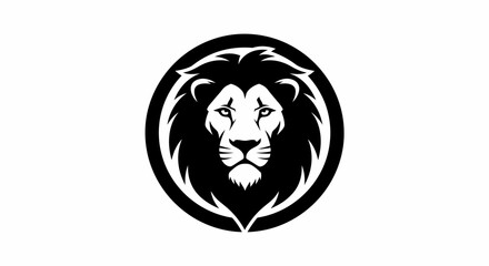 Bold Black and White Lion Head Logo Emblem Symbolizing Strength and Royalty © Nabila