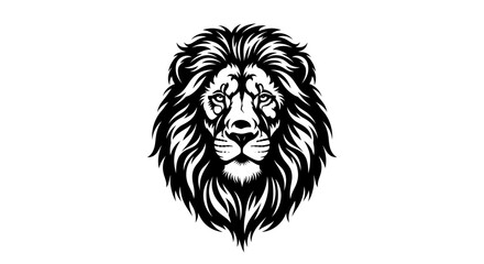 Obraz premium Bold Black and White Lion Head with Majestic Mane Symbolizing Strength and Power