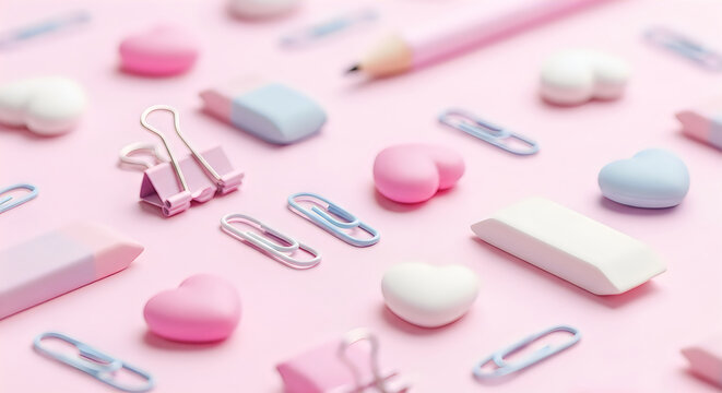 Pastel stationery collection a flat lay of school and office supplies