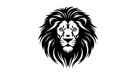 Obraz premium Majestic Black and White Lion Head Logo with Flowing Mane