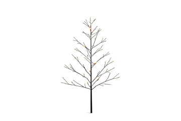 Obraz premium Artificial branch tree illuminating festive winter holidays, decorating christmas and new year celebrations with glowing led lights