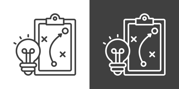 Strategic Roadmap Icon Set Vector Collection Isolated In Black And White