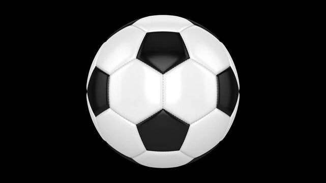 Soccer Ball Isolated on Black Background 4K Sports Concept