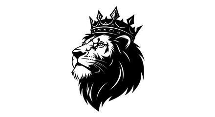 Fototapeta premium Majestic Lion Head Wearing a Crown, Symbolizing Power and Royalty