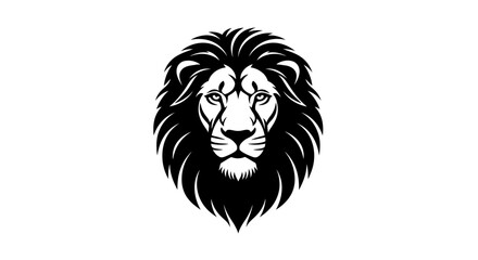 Obraz premium Majestic Black Lion Head Icon Emblem Symbolizing Strength and Royalty