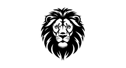 Obraz premium Majestic Black Lion Head Icon Symbolizing Strength, Courage, and Royalty