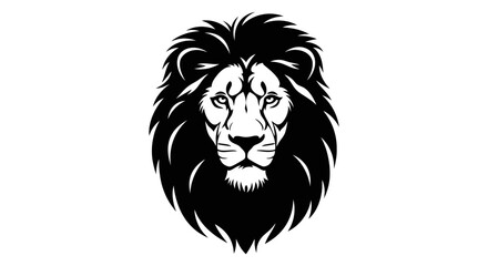 Fototapeta premium Majestic Black Lion Head Icon with Fierce Expression and Full Mane