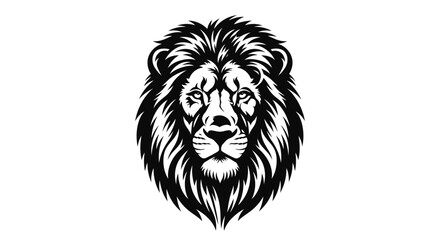 Fototapeta premium Majestic Black Lion Head Illustration with Intense Gaze and Fierce Mane