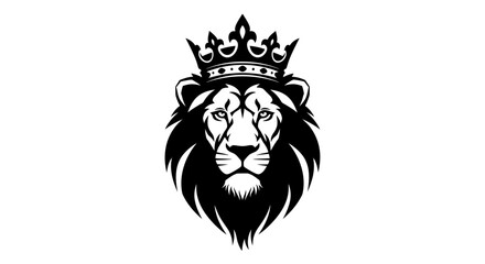 Obraz premium Majestic Lion King with Crown Emblem Represents Power, Royalty, and Strength