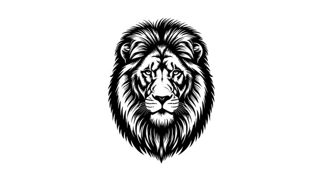 Majestic Lion Head Illustration: Fierce King of the Jungle with Intense Gaze