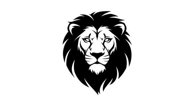 Majestic Lion Head Silhouette Icon Symbolizing Strength and Power