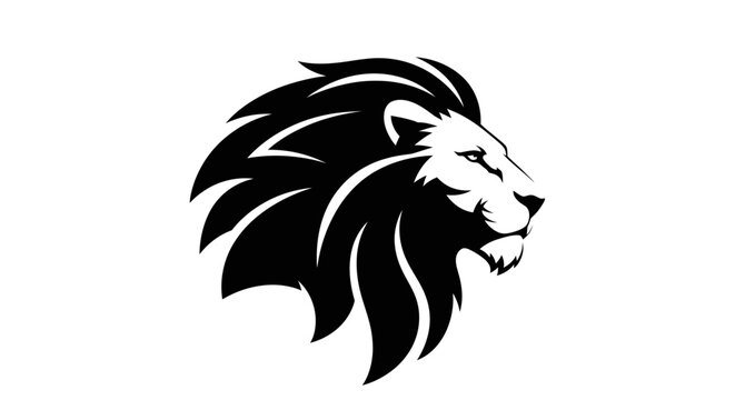 Majestic Lion Head Silhouette Logo with Powerful Mane and Fierce Expression