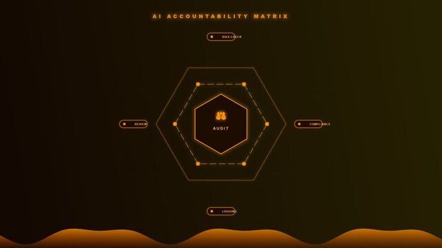 A sophisticated holographic interface displaying Ethical AI Oversight unfolds from a singular point into a complex gold hexagonal matrix representing corporate governance and algorithmic transparency