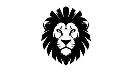 Obraz premium Stylized Black and White Lion Face Logo Symbolizing Power and Strength