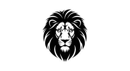 Obraz premium Stylized Black and White Lion Head Graphic with Intense Eyes