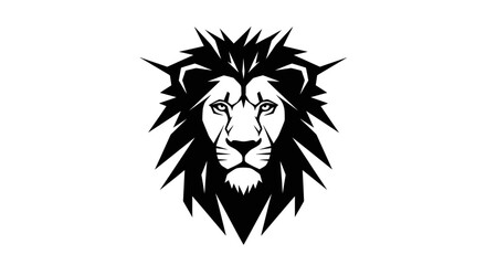 Obraz premium Stylized Black and White Lion Head with Sharp Mane and Fierce Gaze