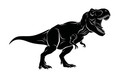 Fototapeta premium Silhouette of a Ferocious Tyrannosaurus Rex Dinosaur Roaring Aggressively
