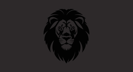 Obraz premium Stylized Black Lion Head Icon Representing Power and Leadership on a Dark Background