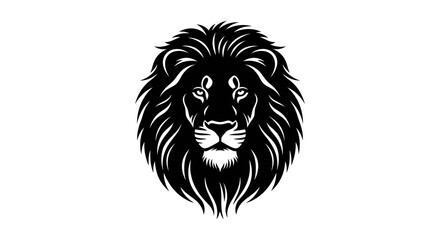 Fototapeta premium Stylized Black Lion Head Silhouette Emblem of Strength and Power