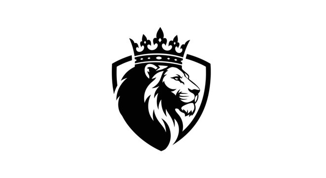Royal Lion Head with Crown Emblem Silhouette Logo Majestic