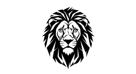 Obraz premium Striking Black and White Geometric Lion Head Emblem for Strength and Power