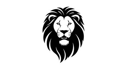 Fototapeta premium Striking Black and White Lion Head Icon Representing Strength and Royalty