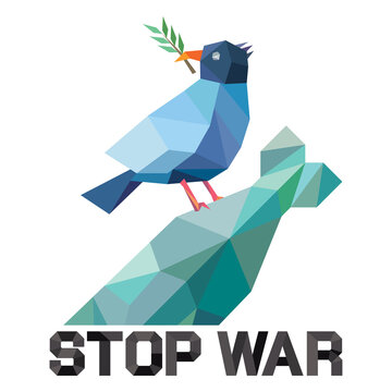 STOP WAR polygon signage isolated