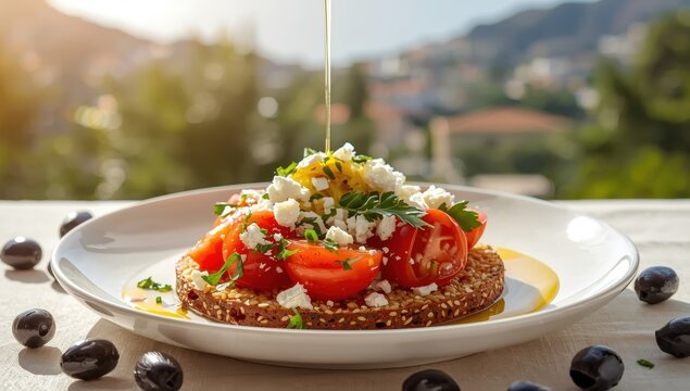 A classic dish from Crete, Dakos.