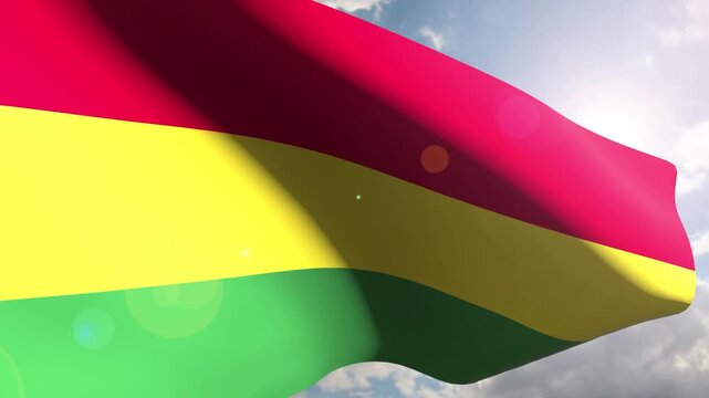 Bolivia Flag Fluttering Gracefully Against the Open Sky