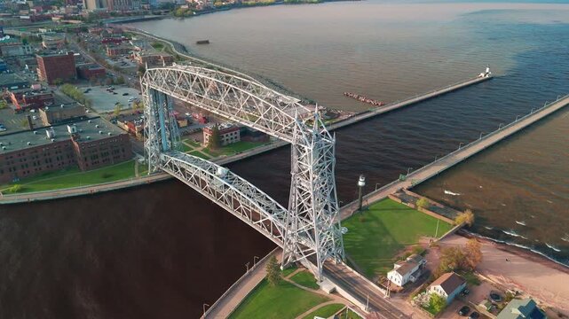 Duluth Aerial Lift Bridge Aerial View in Minnesota