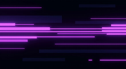 Fototapeta premium Futuristic neon purple speed lines on black background, glowing abstract motion trails, high speed data transfer concept for gaming and technology