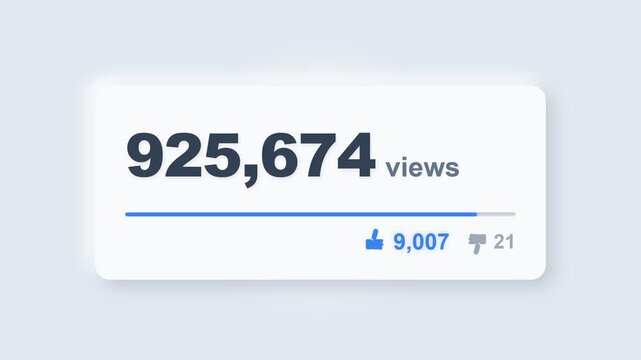Social media views counter interface with likes and comments metrics on clean minimal background representing digital engagement analytics