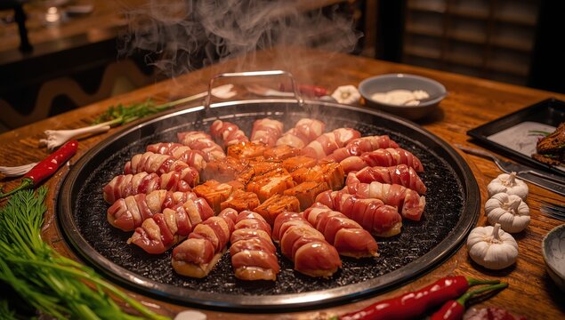 Newly grilled Samgyeopsal