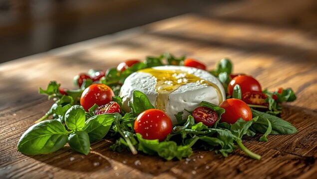 Salad with burrata and basil