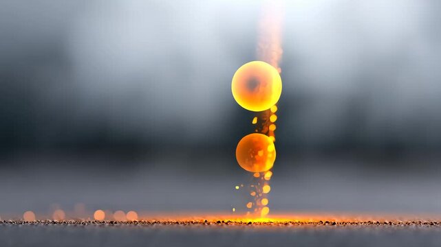 Sparkling orange sphere ascending with fiery particles in dramatic motion