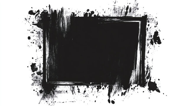 A textured black frame with artistic splashes for creative background use, perfect for design projects.