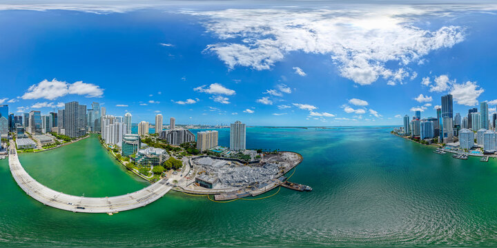 360 aerial photo hotel demolition at Key Biscayne Miami Florida 2026