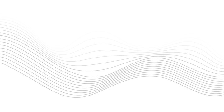  Beautiful wavy line on a white background. Horizontal banner template. Abstract futuristic template. Chrome technological wallpaper.