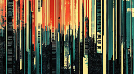 Obraz premium An abstract digital artwork featuring colorful vertical stripes, creating a dynamic and vibrant visual experience.
