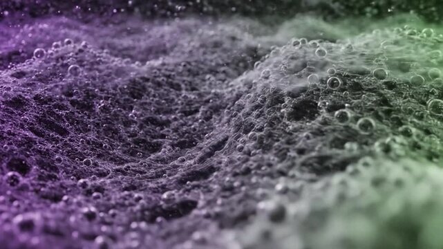 Abstract Macro Shot of Bubbles and Foam in Liquid with Gradient Colors.