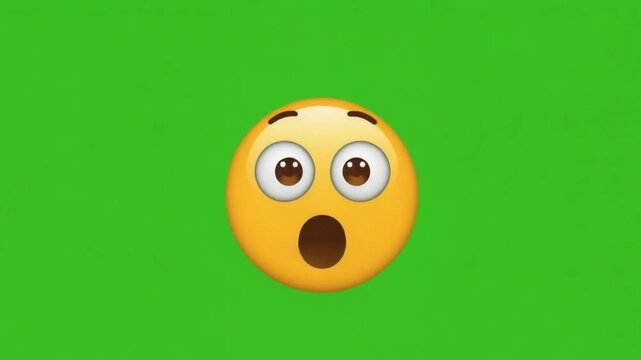 3D Surprised Emoji Face on Green Screen Animation