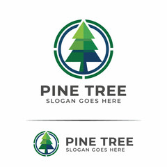 Obraz premium This logo features a stylized pine tree design, conveying themes of nature, sustainability, and environmental consciousness, ideal for eco-friendly brands and products.