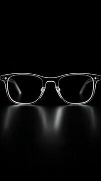 Stylish Transparent Eyeglasses with Classic Frame Design on a Dark Reflective Surface