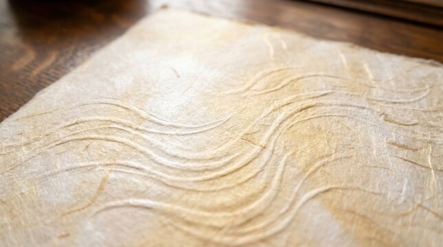 Homemade Dough With Decorative Wave Texture.