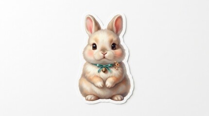 Fototapeta premium A Cute Easter Bunny Holding a Colorful Egg