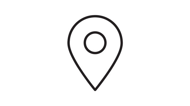 Map Pin Icon, Location Pointer, Navigation Symbol, Black Vector Graphic