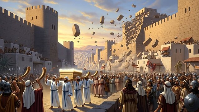 The Fall of Jericho - A Biblical Depiction of Faith and Triumph.