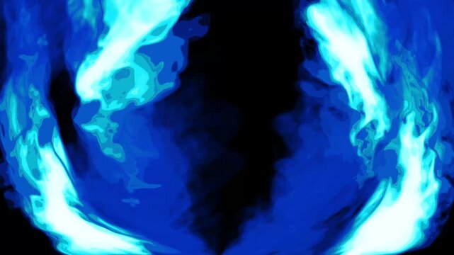 Blue cartoon look fire smoke circle loop effects animation